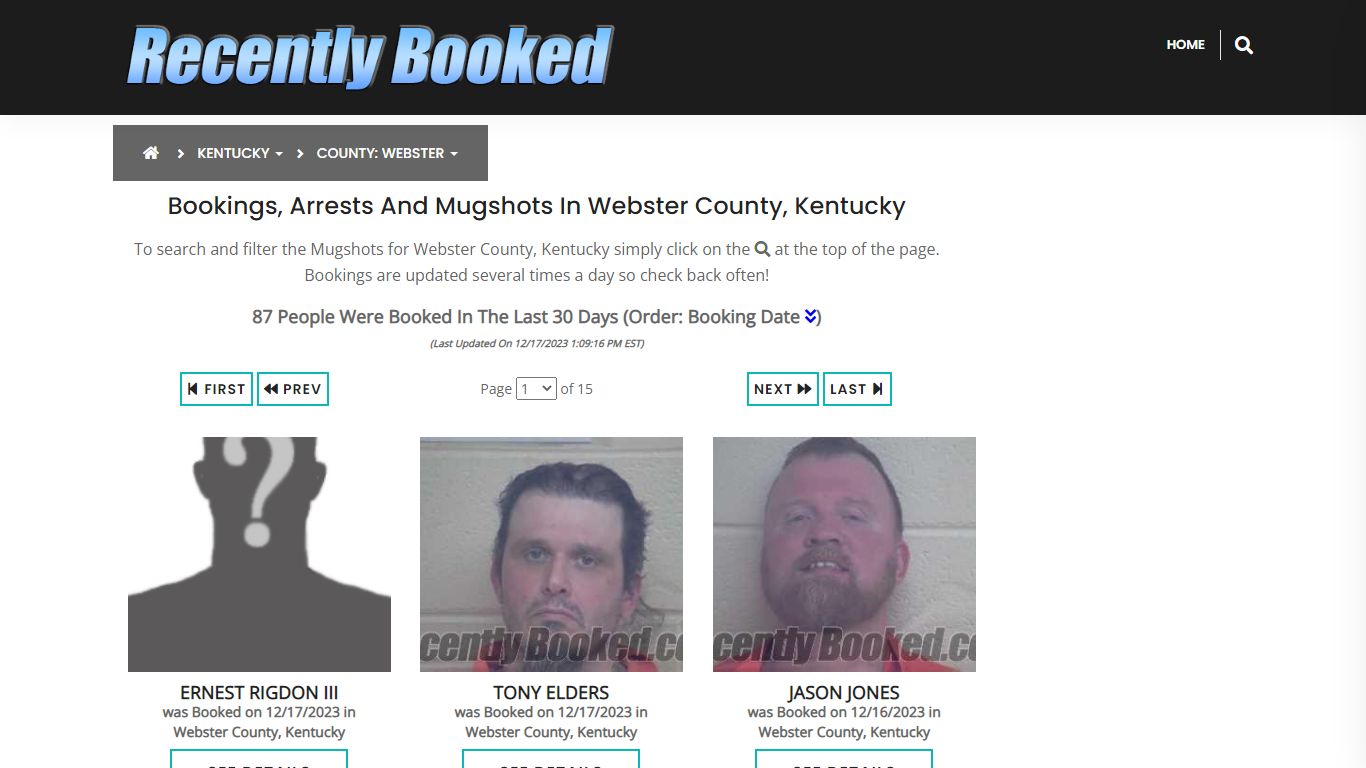 Bookings, Arrests and Mugshots in Webster County, Kentucky